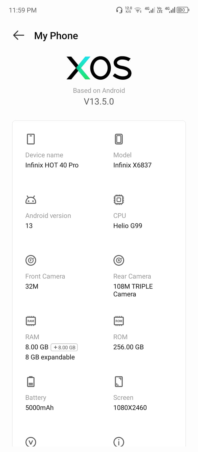 infinix hot 40 pro 8+8/256 gb ram 1