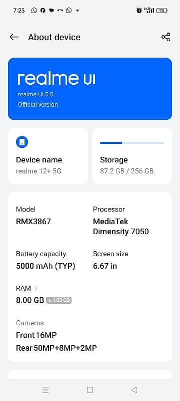 realme 12+5g  8gb ram 256gb storage still in warranty 7