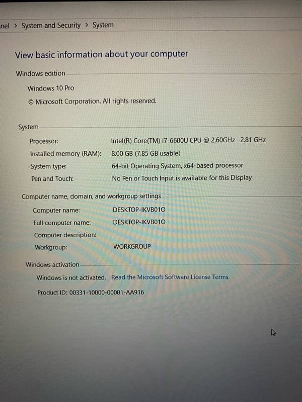 Lenovo i7 6th Gen Brand New 6