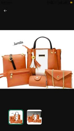 5 PCs leather bags set, women's