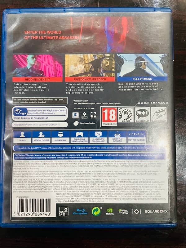 Hitman 3 PS4 Game Disc 1