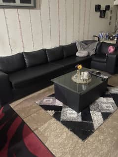 Black leather sofa