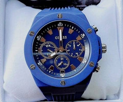  Guess Blue Case Silicone Watch for Mens 0