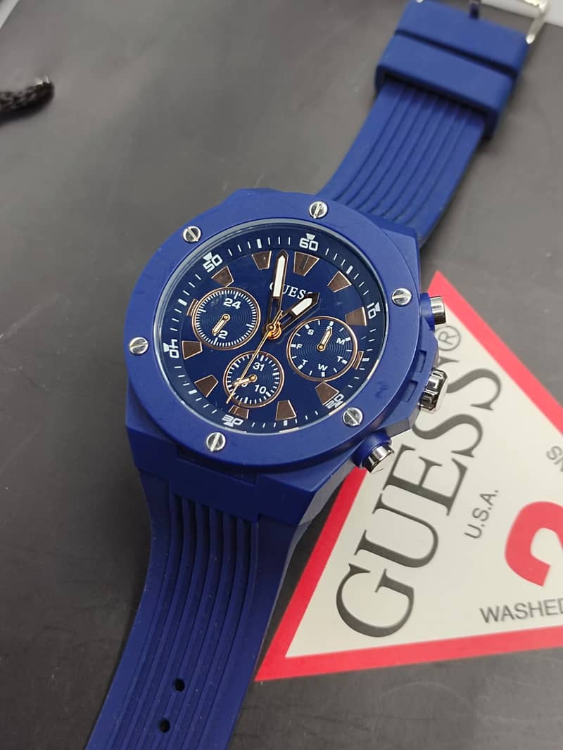  Guess Blue Case Silicone Watch for Mens 1