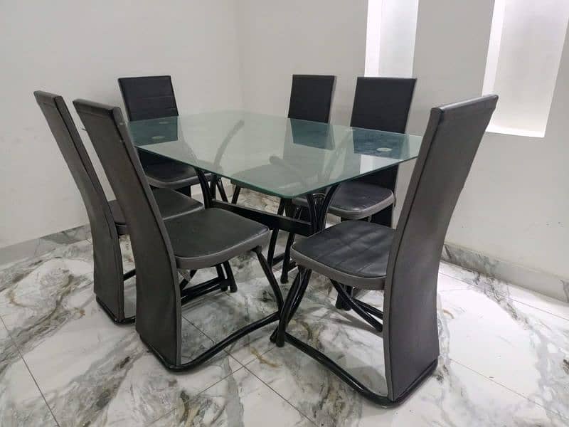 Glass Dining Table with 6 Chairs 0