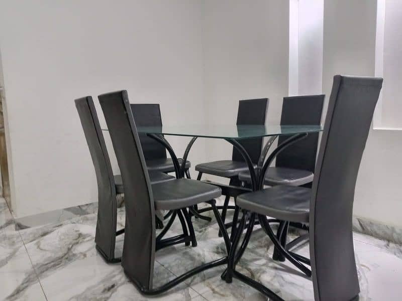 Glass Dining Table with 6 Chairs 1