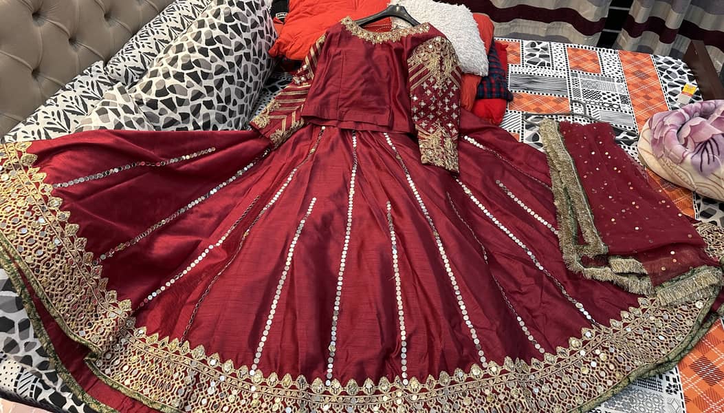 SAIRA RIZWAN RAW SILK MIRROR WORK LEHNGA CHOLI 1