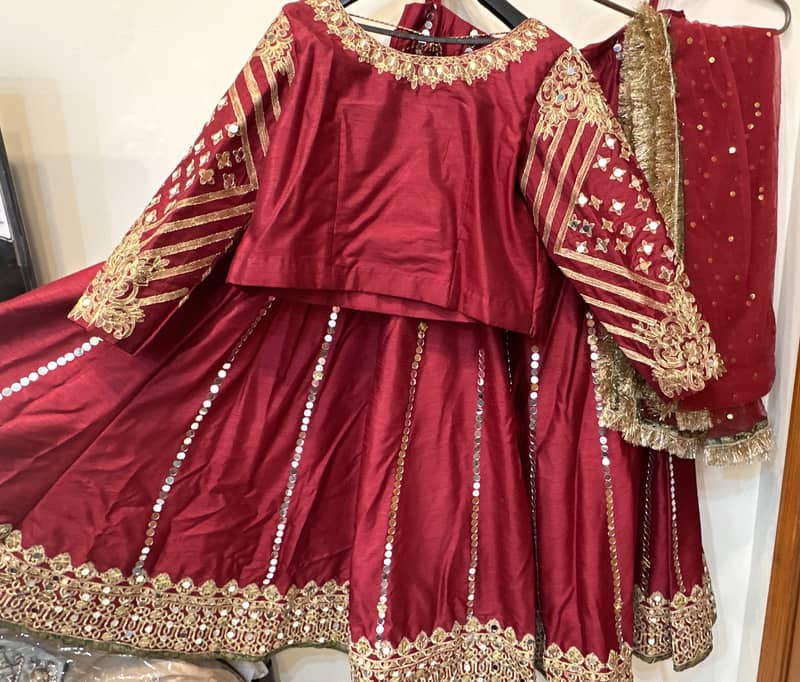 SAIRA RIZWAN RAW SILK MIRROR WORK LEHNGA CHOLI 2