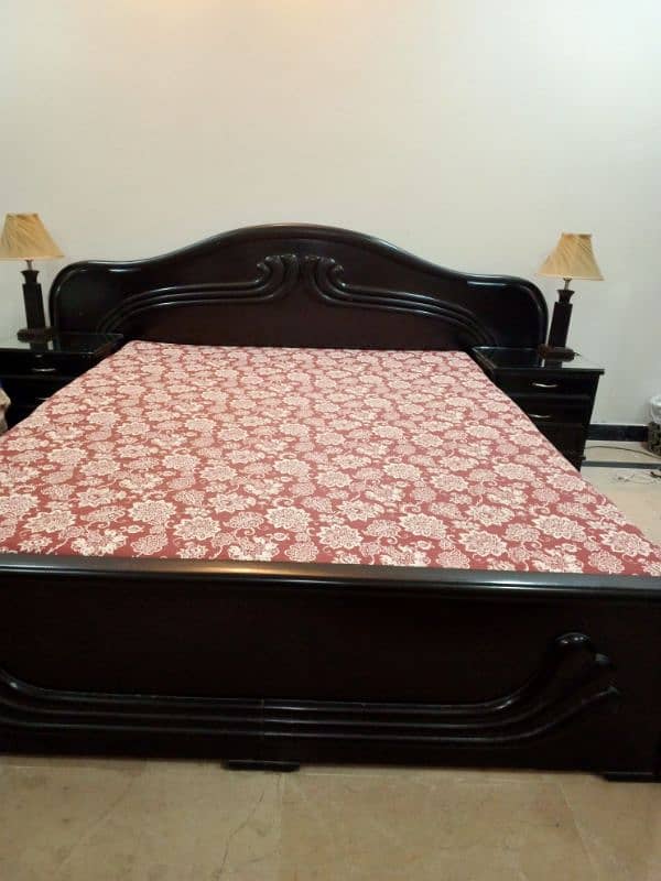 Wooden bed with dresser 1