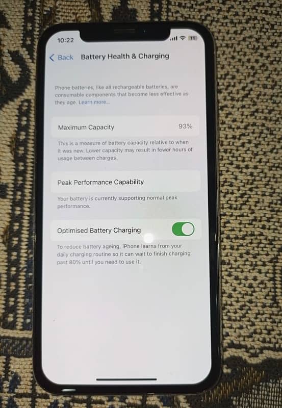 iphone x (pta approved) (white colur) (93%battery) (waterpack) (10/10) 3