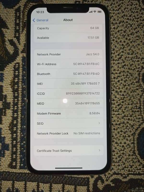 iphone x (pta approved) (white colur) (93%battery) (waterpack) (10/10) 5