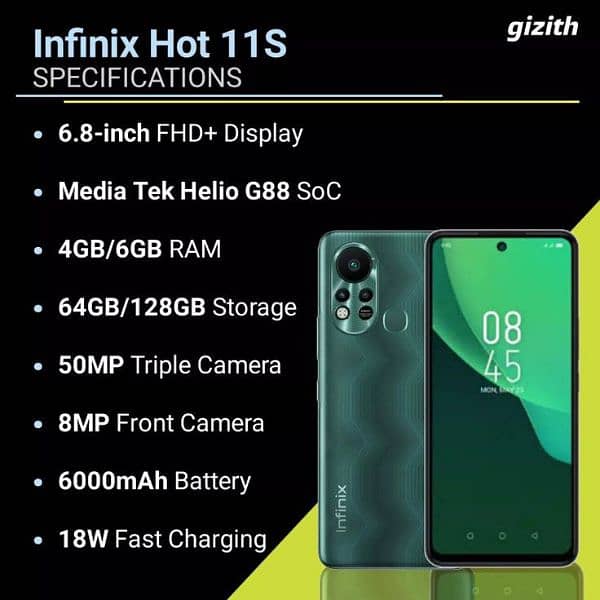 INFINIX HOT 11S | 4+2gb ram 128gb rom | Gaming processor 3