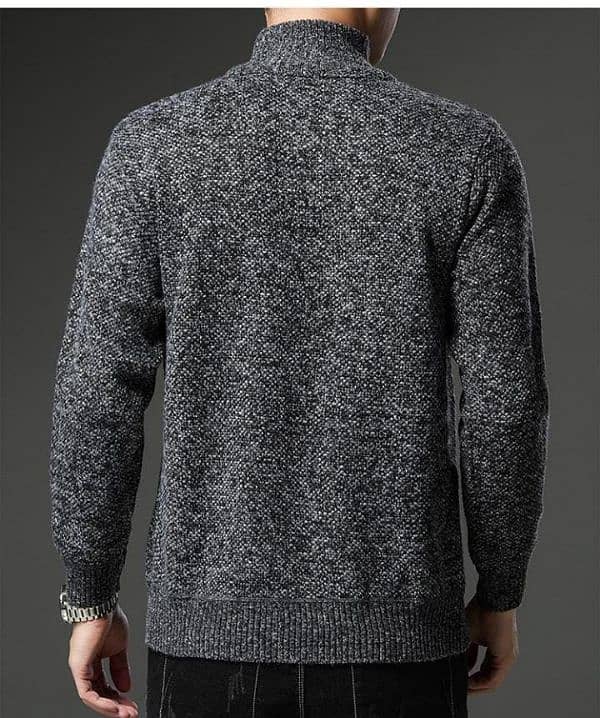 Fleece Knitted Half Zip Sweater 2