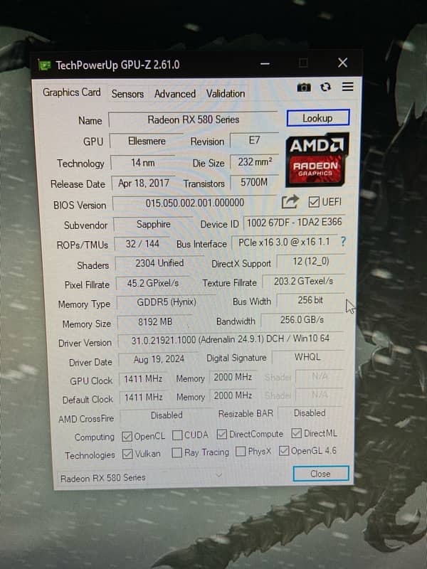 i7 4th gen 3.6GHz with RX 580 sapphire nitro pulse 7