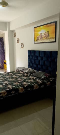 double bed with mattress nd side tables  nd dressing for sale