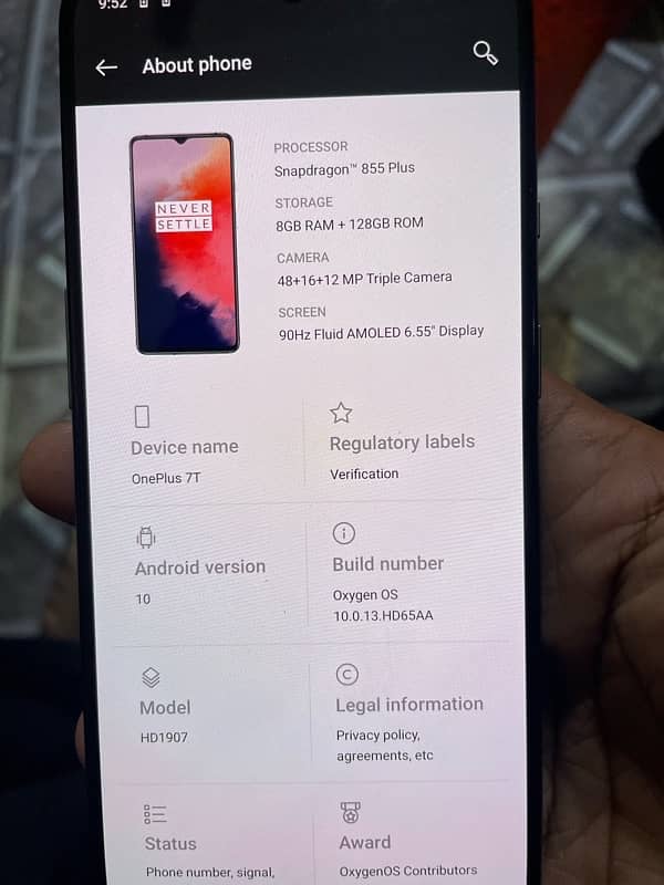 one plus 7t urgent sale no any one fault 10.9. 2 4