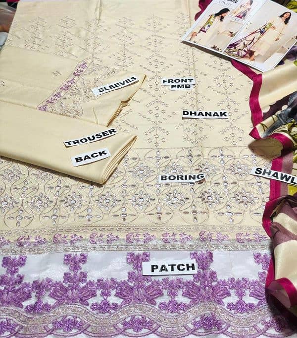 3-Pcs Women Unstitched Dhanak Embroidered Suit 4