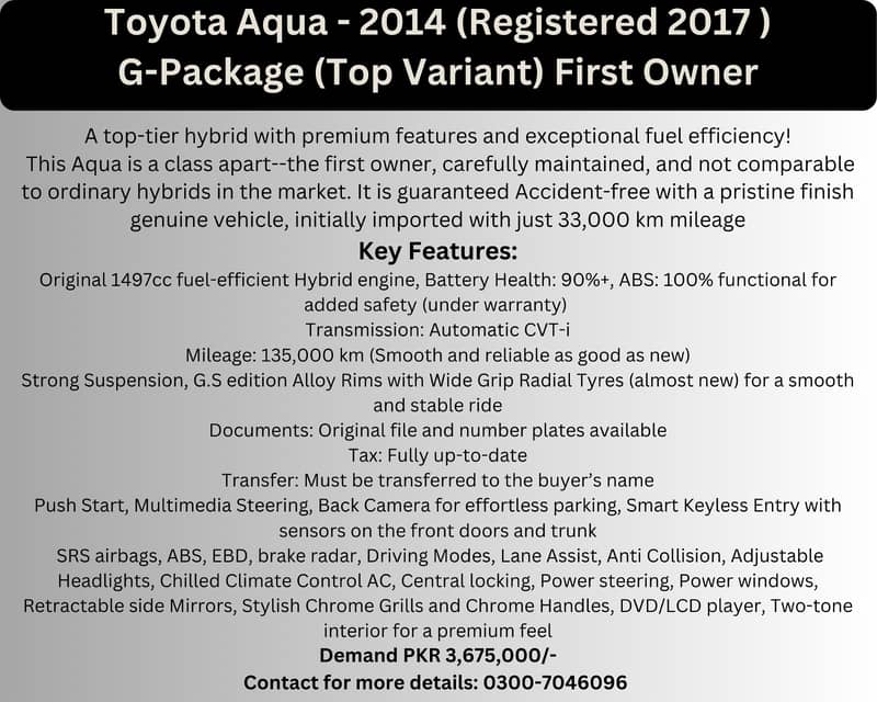 Toyota Aqua 2014 - G Package (Registered 2017) 17