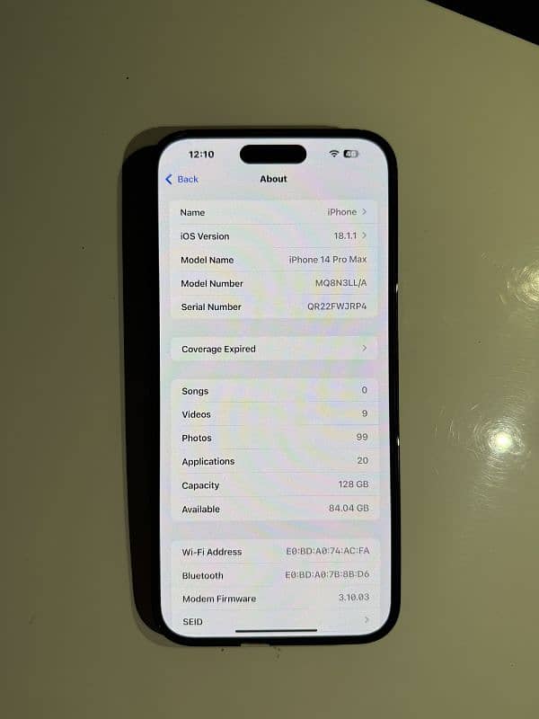 iphone 14 pro max Black colour 128gb jv with box 3