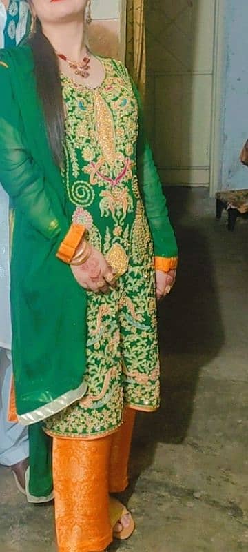 green and orange wedding formal 0