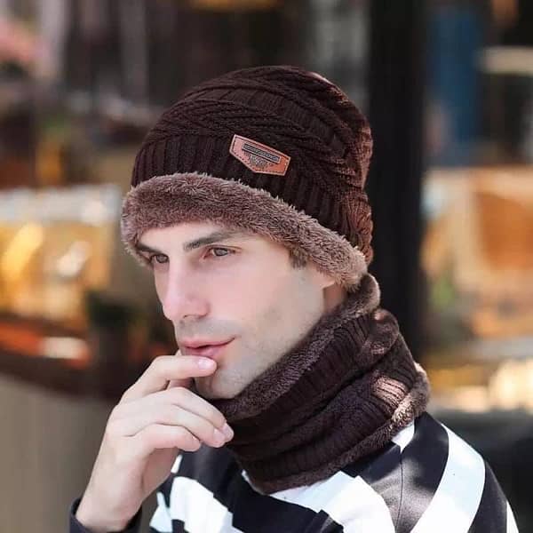 BEANIE WOOL CAP WITH NECK WARMER 2