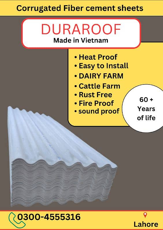 Fiber Cement Corrugated Sheet-Roofing/Warehouse/DairyFarm/Sheds/Garag 14