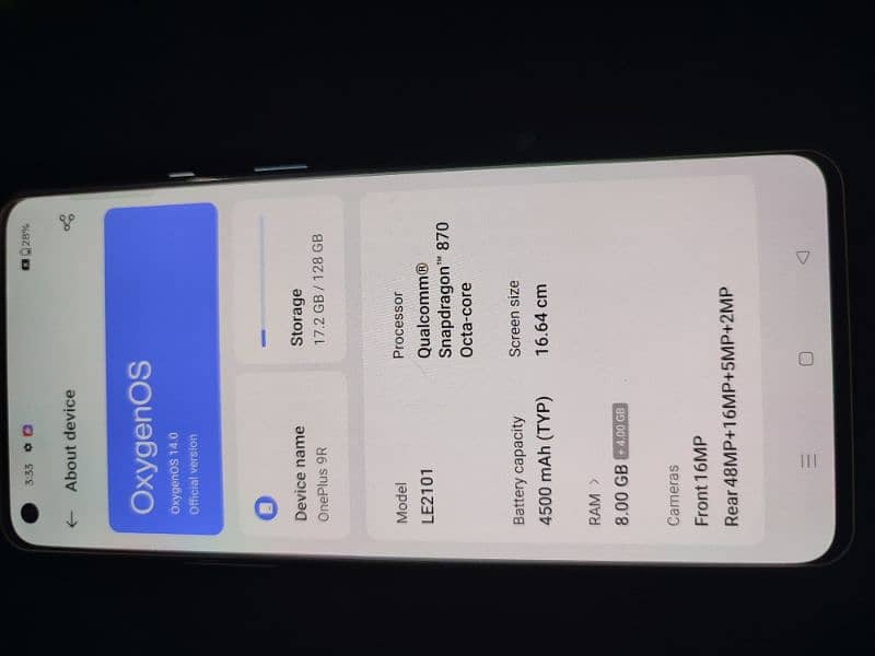 OnePlus 9r 8+8 gb ram 128 gb rom just back crake 0