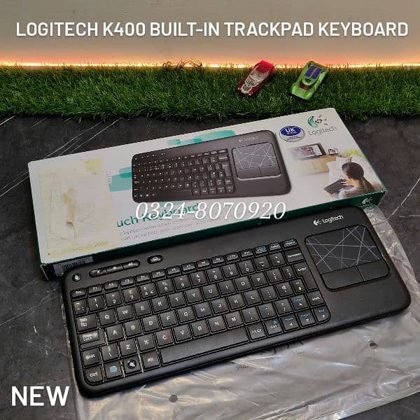 New Logitech K400 Wireless Touch Keyboard Trackpad Tv Remote Smart LED 0