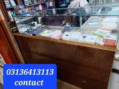 mobile shop ka galas wala counter Aur galas sehlf frame emergency sale