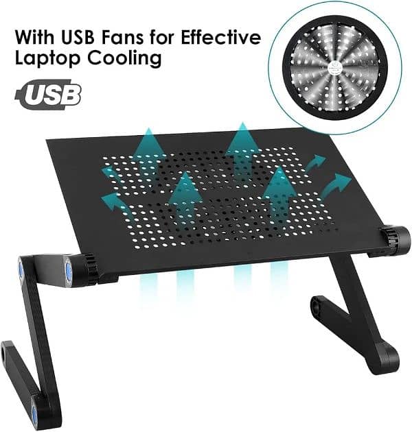 Laptop Stand, Adjustable Folding Desk Riser with Mouse Pad,cooling fan 2