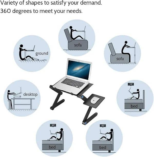 Laptop Stand, Adjustable Folding Desk Riser with Mouse Pad,cooling fan 3