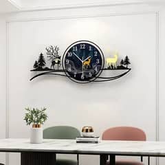 Free Delivery 3D Wall Clock Forest Figure Deer Design(with Light Free)