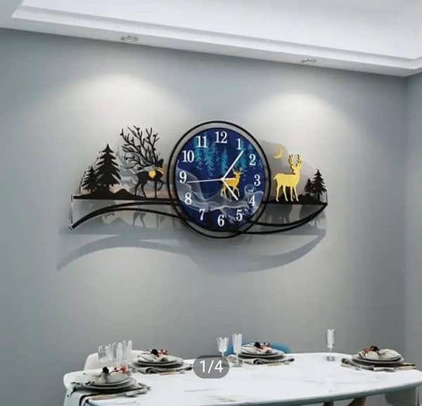 Free Delivery 3D Wall Clock Forest Figure Deer Design(with Light Free) 3