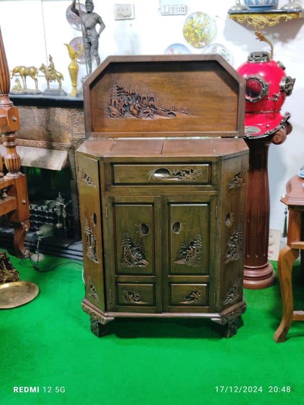 Carved Wood Bar Cabinet 2