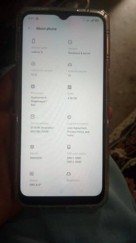 realme 5i 4 64 PTA approved aal ok bus finger not work 0