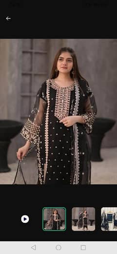 3 piece women stitched organza embroidered suit