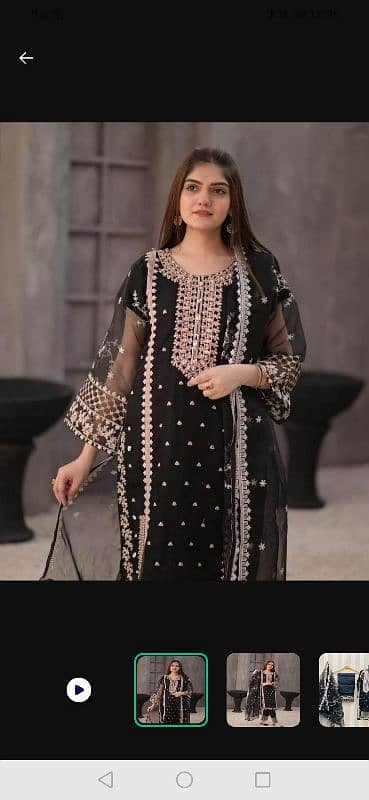 3 piece women stitched organza embroidered suit 0