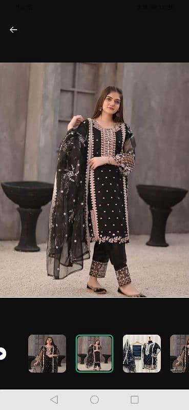 3 piece women stitched organza embroidered suit 1