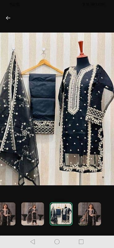 3 piece women stitched organza embroidered suit 2