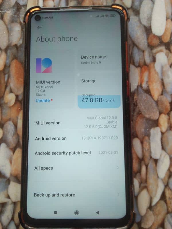 redmi note 9.4 GB. ram. 128. rom 2