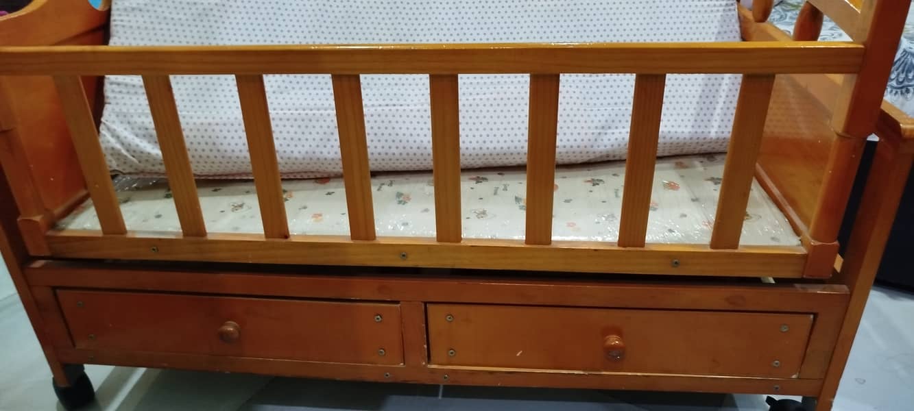 Wooden Baby cot with mattress (imported) 3