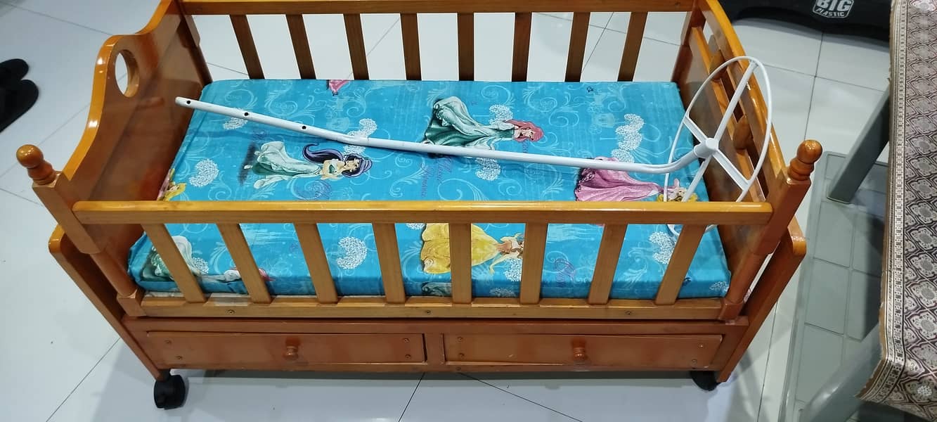 Wooden Baby cot with mattress (imported) 6