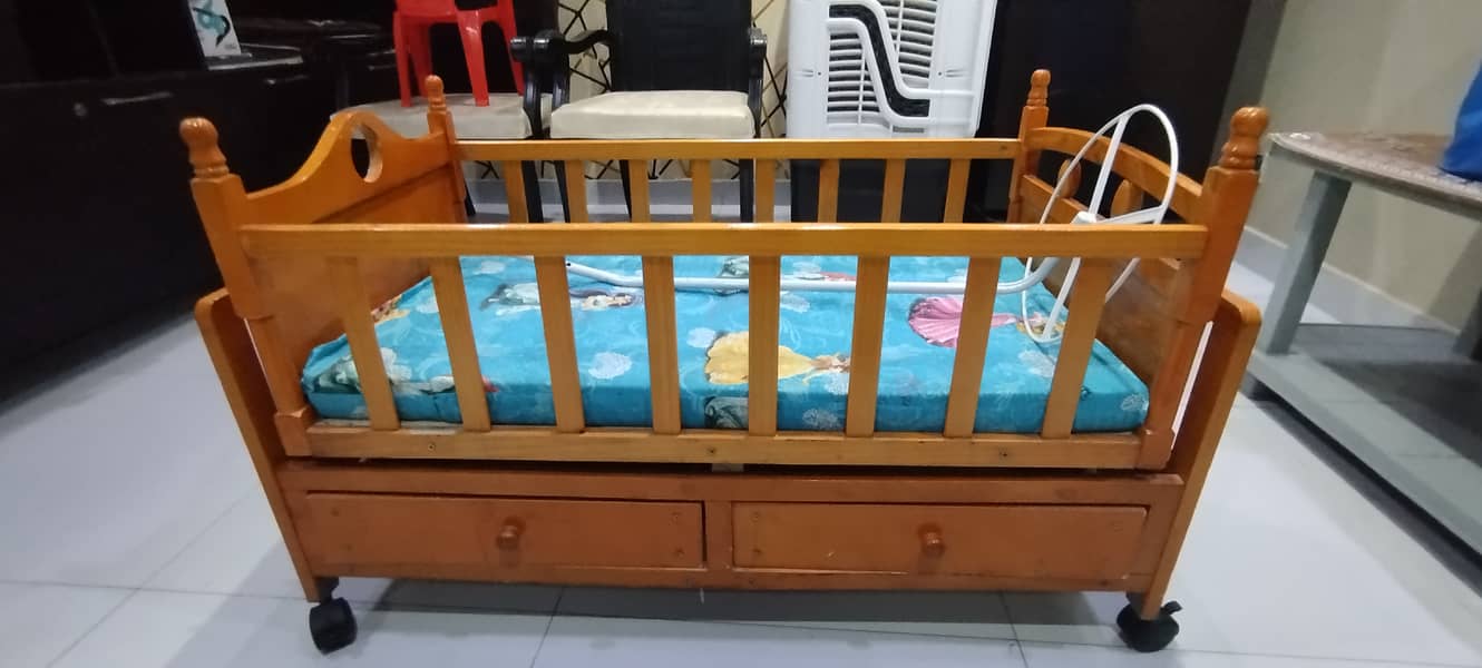 Wooden Baby cot with mattress (imported) 7