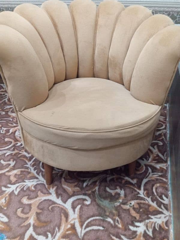 Two seater crowned shape brown colour sofa with free center table 1