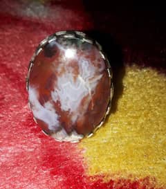 Moss agate stone with beautiful silver ring design