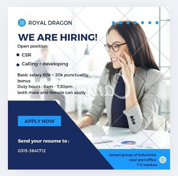 We are hiring CSR (calling+developing) 0