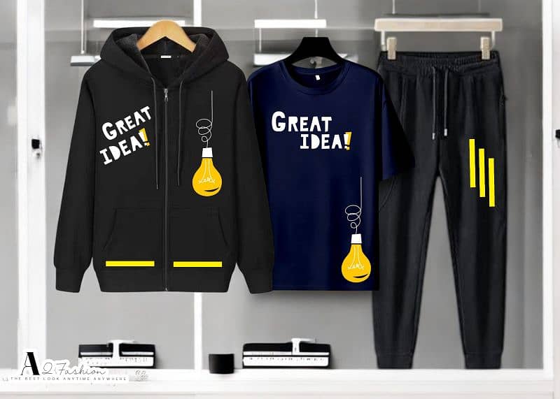 Great Idea Hooded Zipper Tracksuit*(Hooded Zipper+T-Shirt+Trouser) 5