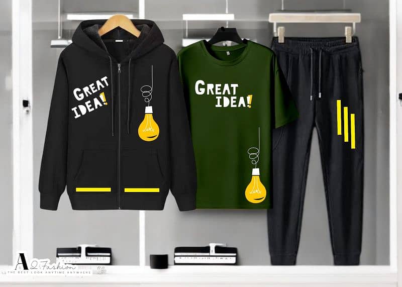 Great Idea Hooded Zipper Tracksuit*(Hooded Zipper+T-Shirt+Trouser) 6