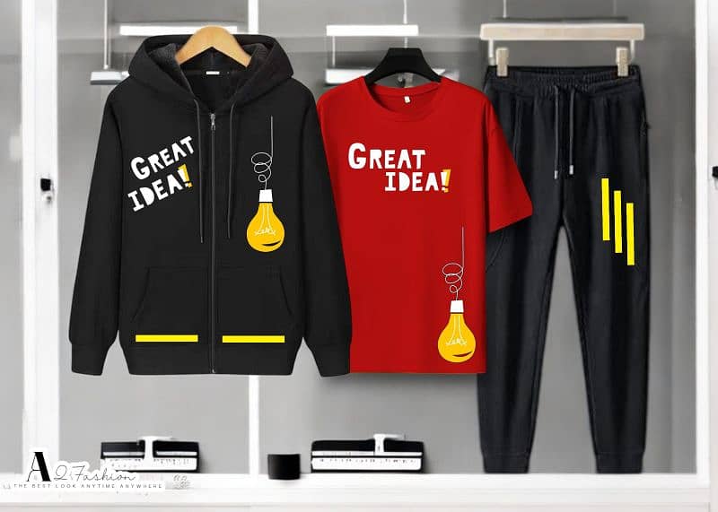 Great Idea Hooded Zipper Tracksuit*(Hooded Zipper+T-Shirt+Trouser) 8