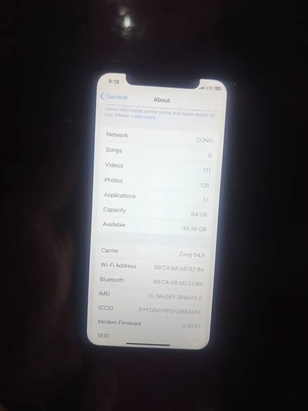 iphone X pta approved 64 gb for sale condition 10 by 10 3